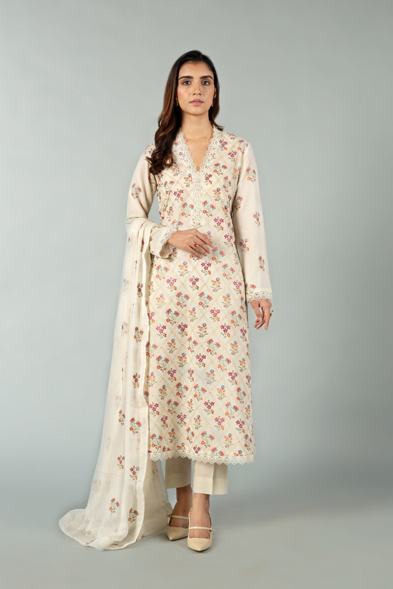 Ch3642 Off White Bareeze Winter Karandi 2021