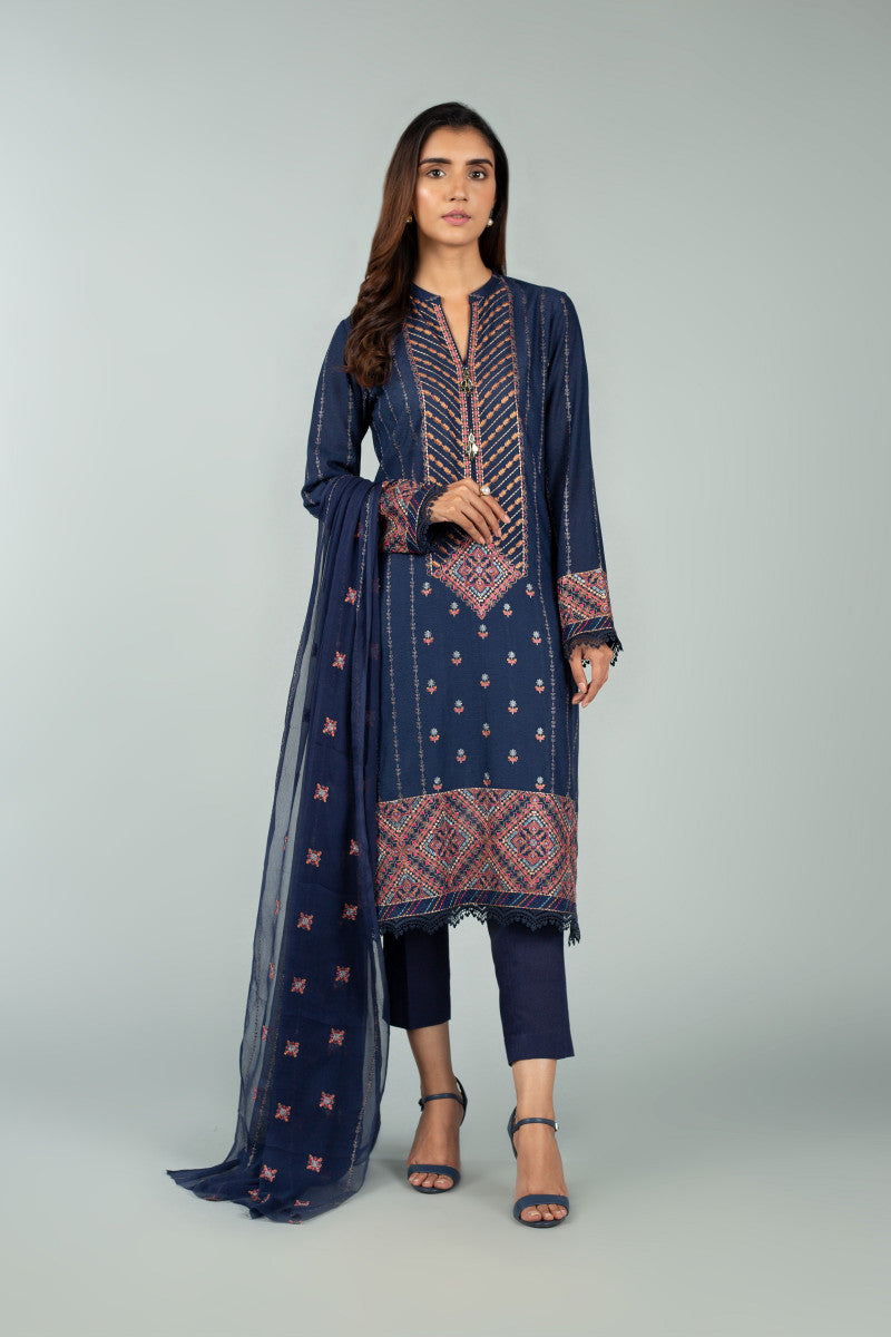 Ch3645 Navy Blue Bareeze Winter Karandi 2021