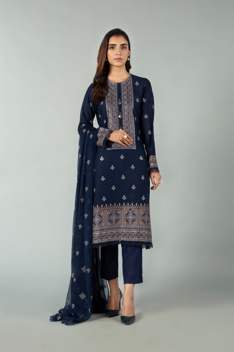 Ch3646 Navy Blue Bareeze Winter Karandi 2021