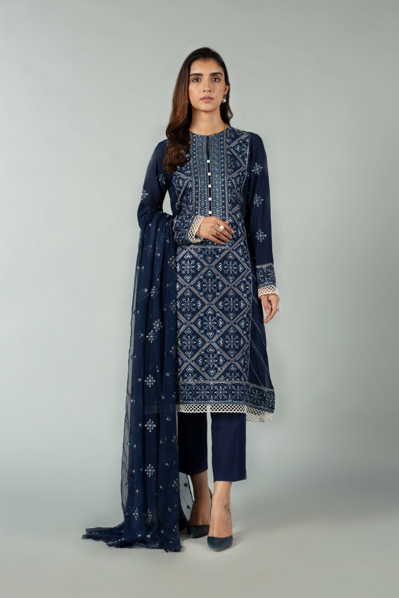 Ch3647 Navy Blue Bareeze Winter Karandi 2021