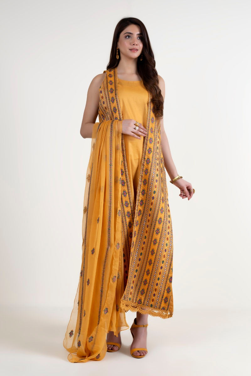 Bareeze CH3854 Mustard Summer Embroidered Lawn 2022 Online Shopping