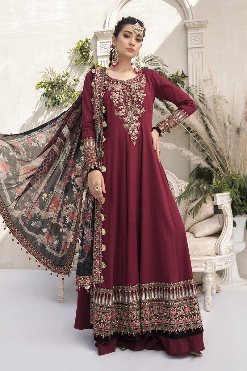 Maria b maroon dress hotsell