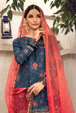 Maria B CST-505-Royal Blue and Salmon Sateen Collection 2022 Online Shopping