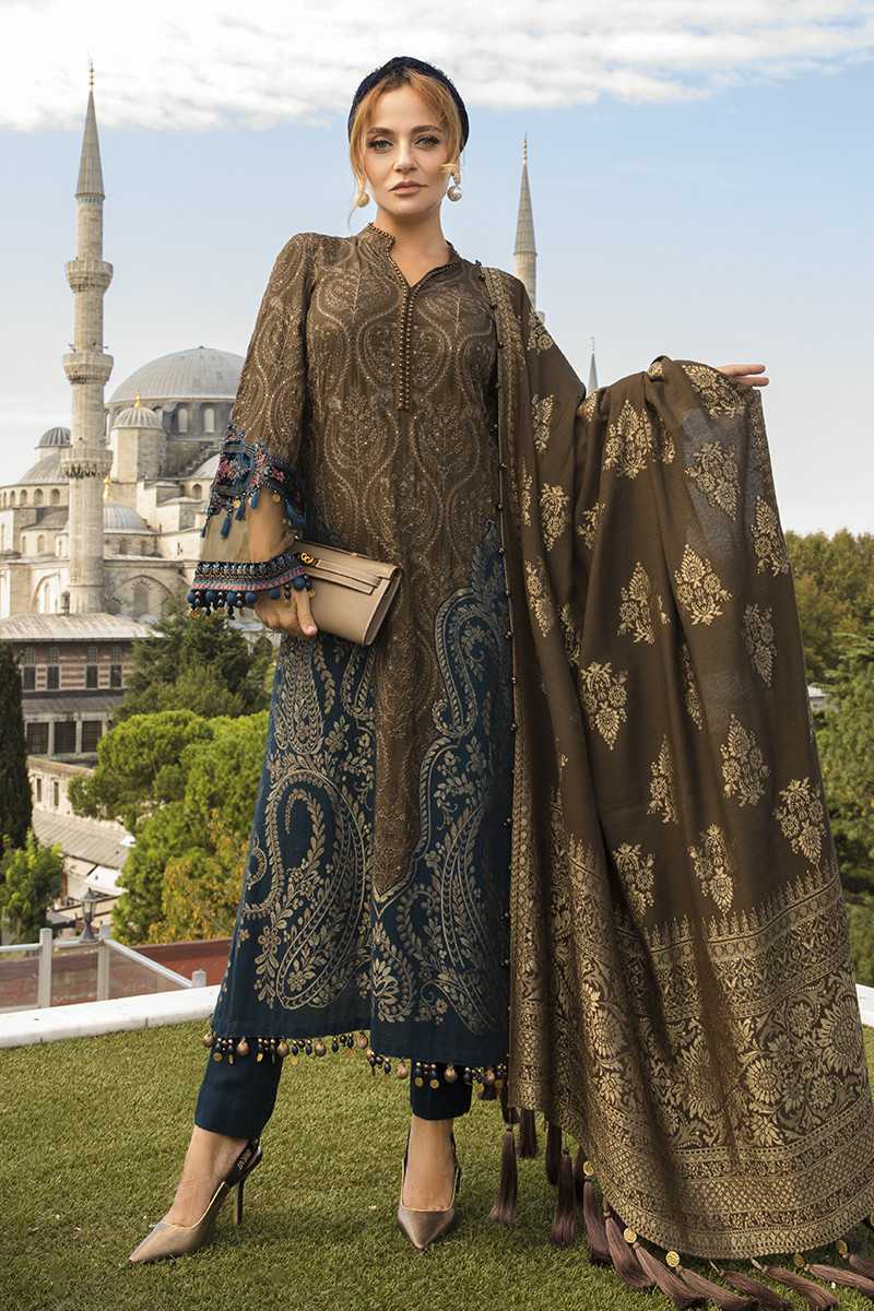 Maria B DL-810-Brown Linen Collection 2020