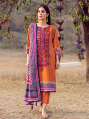 Edenrobe EWU22V1 23657 Rust Khayal Summer Lawn 2022 Online Shopping