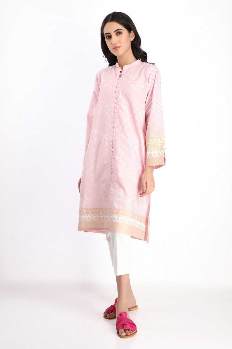 khaadi pink dress Dark Pink Printed Voil Dress