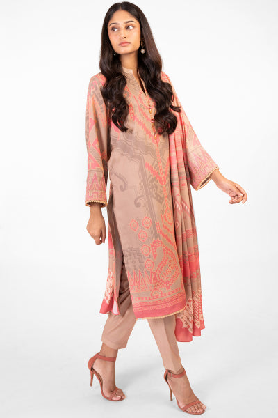 Alkaram FW-09-22-Coral Pink Winter Collection 2022 Online Shopping