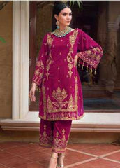 Gul Ahmed Embroidered Velvet Winter Collection 08 Ruby 2019