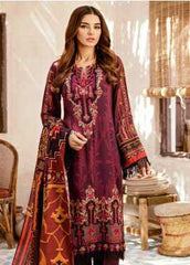 Iznik Embroidered Linen Winter Collection 01 Regal Wine 2019