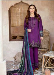 Iznik Embroidered Linen Winter Collection 03 Plum Sand 2019