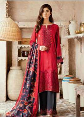 Iznik Embroidered Linen Winter Collection 08 Scarlet Gloom 2019