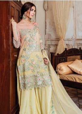 Majestic by Imrozia Embroidered Chiffon Luxury Collection 04 Citron Radiance 2019