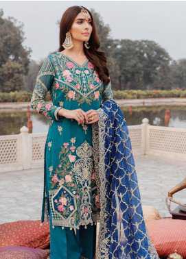 Majestic by Imrozia Embroidered Chiffon Luxury Collection 05 Whimsical Sapphire 2019