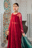 Maria B  MPC-21-102-Cherry red with Shades of Teal Chiffon Vol 1 2022 Online Shopping