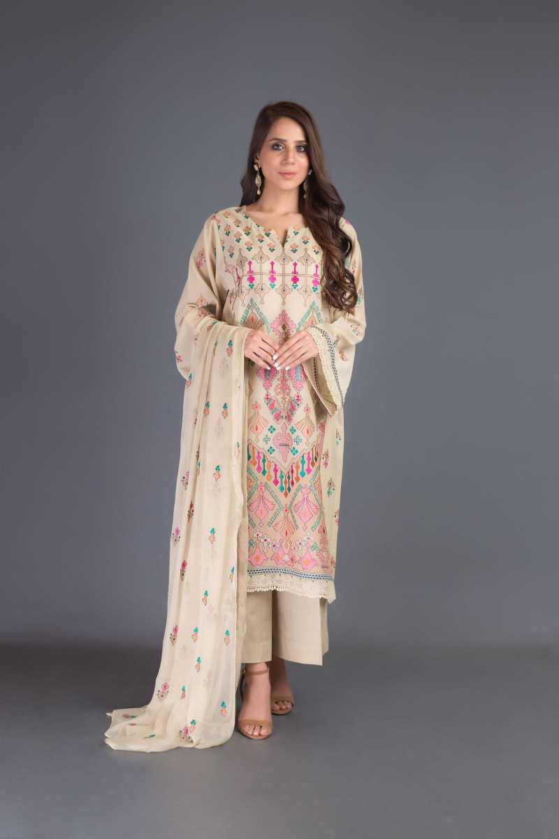 Bareeze Native Abstraction Ch2976 Beige Collection 2021