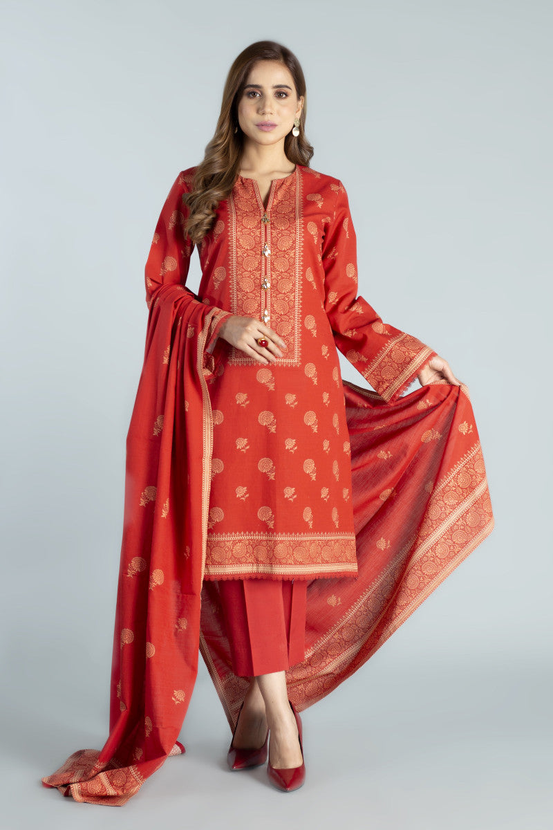 Pr1143 Red Bareeze Winter Karandi 2021