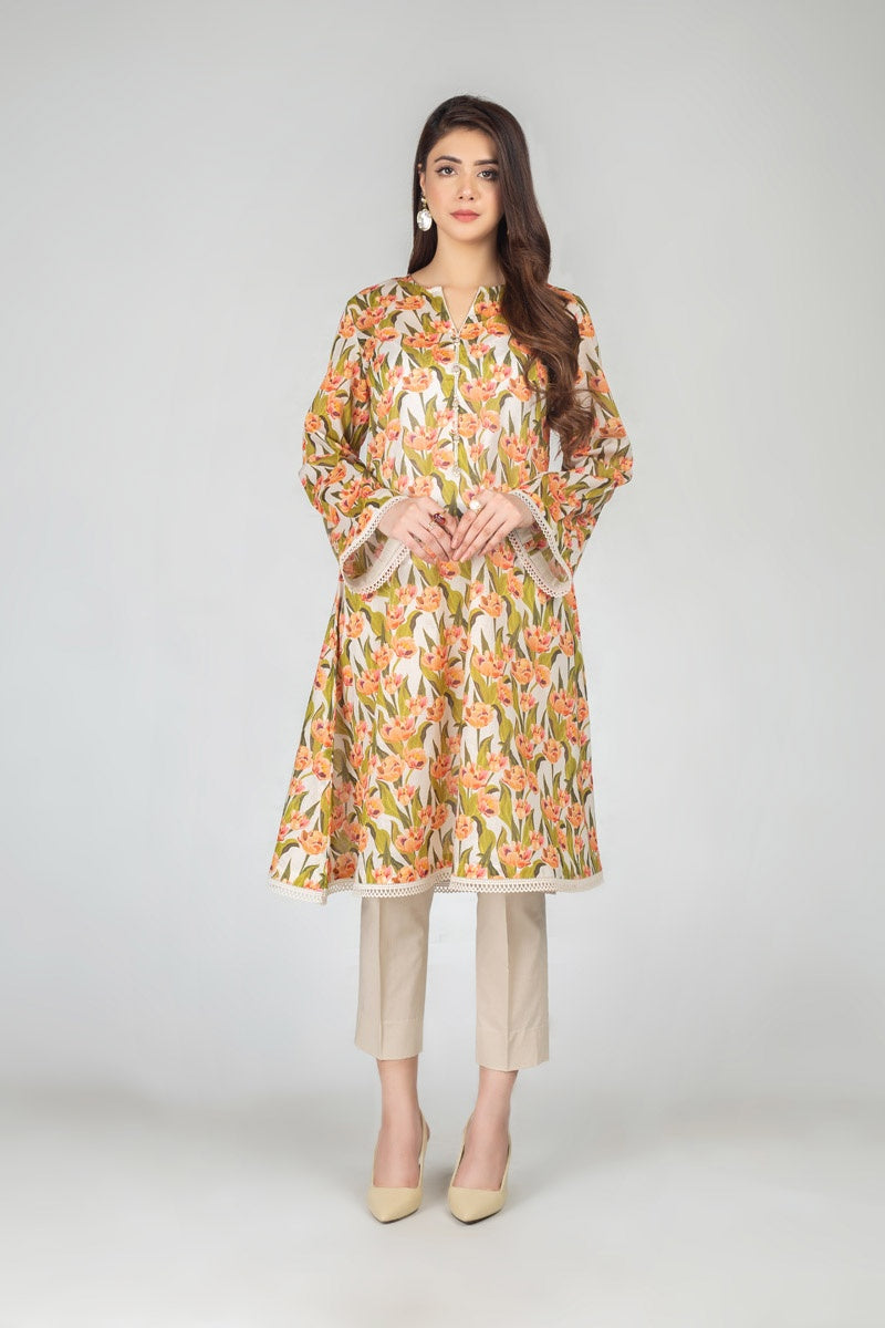 Bareeze PR1208 Orange Summer Printed Lawn 2022 Online Shopping