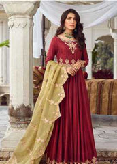 Qalamkar Embroidered Organza Wedding Collection Design 06 Anaan 2019