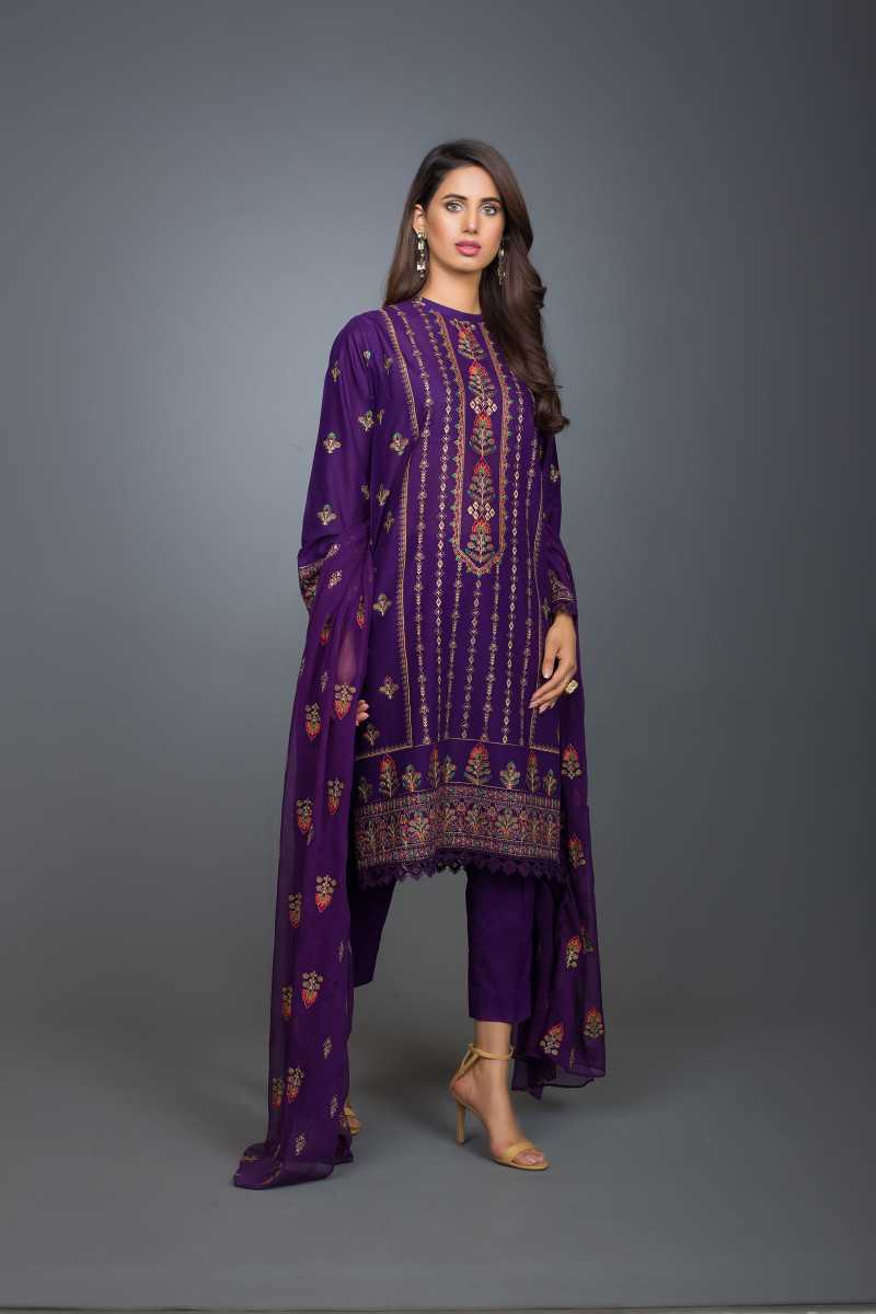 Bareeze Botanical Bloom Ch2820 Purple Collection 2021