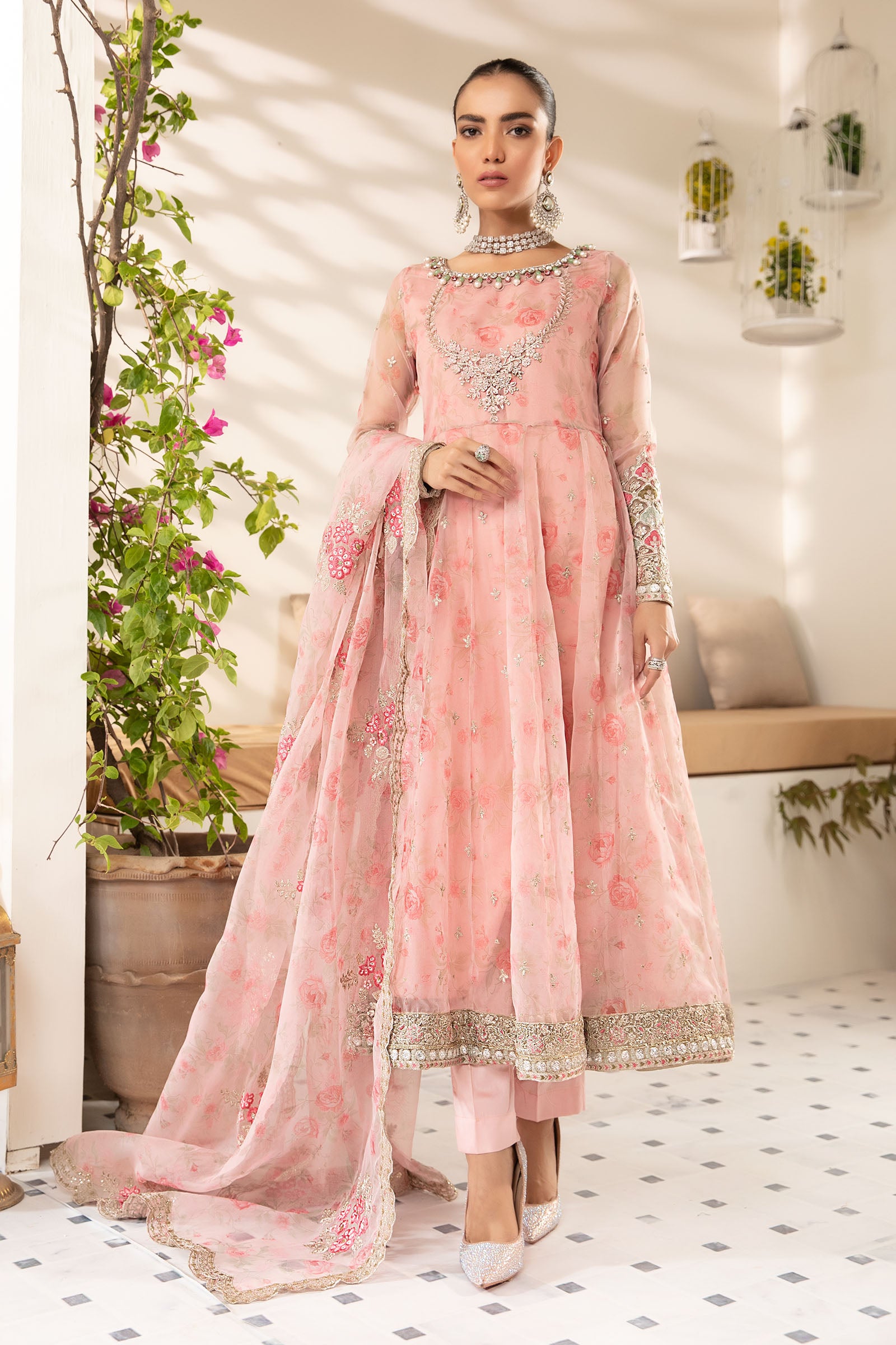 maria b pink dress Maria B Couture Wedding Wear Dusty Pink Dress MBMC-23902DP