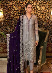 Sifona Embroidered Chiffon Winter Collection 03 Royal Grey 2019