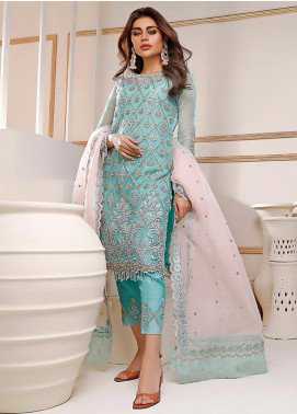 Sifona Embroidered Net Luxury Collection 02 Radiant Turquoise 2019