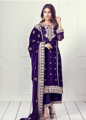Sifona Embroidered Velvet Shawl Winter Collection Design 04 2019