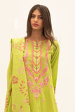 Zellbury Embroidered Shirt Shalwar Dupatta - Lime Green - Jacquard Suit Online Shopping
