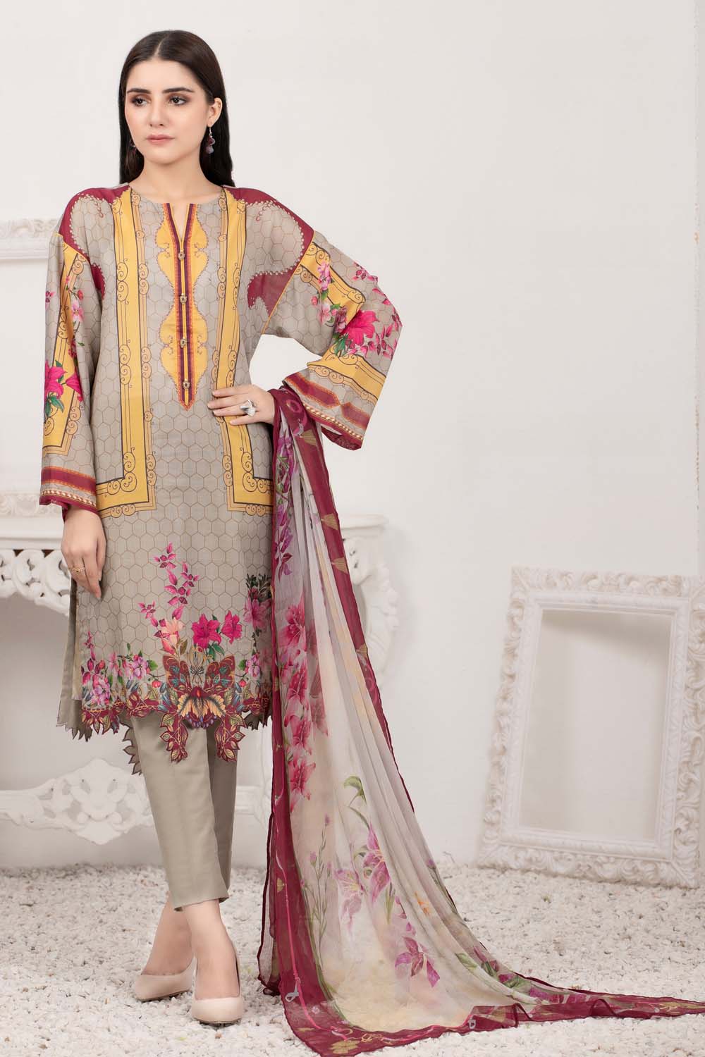 3PC Unnstitched Embroidered Lawn Suit B-22015 | GulAhmed