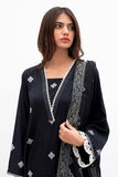 Zellbury Embroidered Shirt Shalwar Dupatta - Jade Black - Lawn Suit Online Shopping