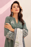 Zellbury Embroidered Shirt Shalwar Dupatta - Green - Slub Lawn Suit - 0898 Online Shopping