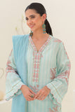 Zellbury Embroidered Shirt Shalwar Dupatta - Opal Blue - Lawn Suit Online Shopping