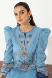 Zellbury Embroidered Shirt Shalwar Dupatta - Blue - Slub Lawn Suit-0649 Online Shopping