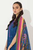 Zellbury Embroidered Shirt Shalwar Dupatta - Blue - Slub Lawn Suit-0655 Online Shopping
