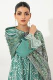 Zellbury Embroidered Shirt Shalwar Dupatta - Green - Cambric Suit-0654 Online Shopping