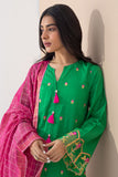 Zellbury Embroidered Shirt Shalwar Dupatta - Green - Jacquard Suit-0363 Online Shopping