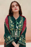 Zellbury Embroidered Shirt Shalwar Dupatta - Green - Khaddar Suit - 0852 Online Shopping