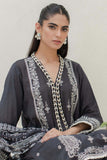 Zellbury Embroidered Shirt Shalwar Dupatta - Grey - Slub Lawn Suit - 0700 Online Shopping