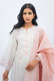 Zellbury Embroidered Shirt Shalwar Dupatta - Baby Pink - Jacquard Suit Online Shopping