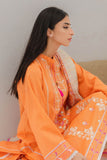 Zellbury Embroidered Shirt Shalwar Dupatta - Orange - Lawn Suit - 0185 Online Shopping