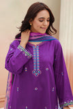 Zellbury Embroidered Shirt Shalwar Dupatta - Purple - Khaddar Suit - 0844 Online Shopping