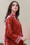 Zellbury Embroidered Shirt Shalwar Dupatta - Red - Cambric Suit - 0845 Online Shopping
