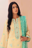 Zellbury Embroidered Shirt Shalwar Dupatta - Pastel Yellow - Yarn Dyed Suit Online Shopping
