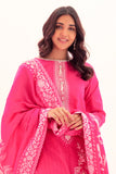 Zellbury Embroidered Shirt Shalwar Dupatta - Radical Pink - Jacquard Suit Online Shopping